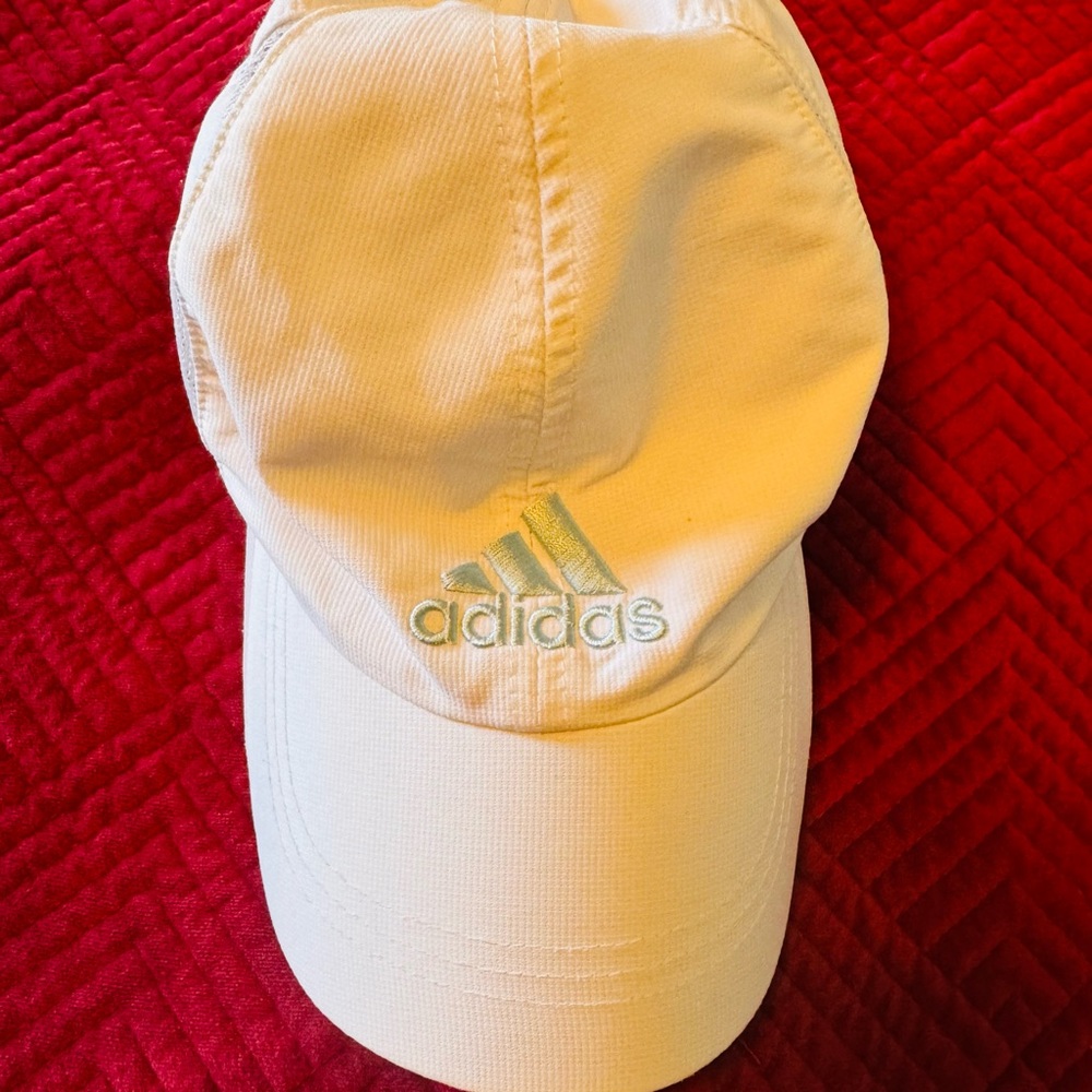 Adidas White Hat with Blue Logo